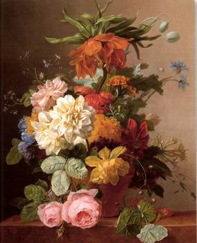 Floral, beautiful classical still life of flowers.088